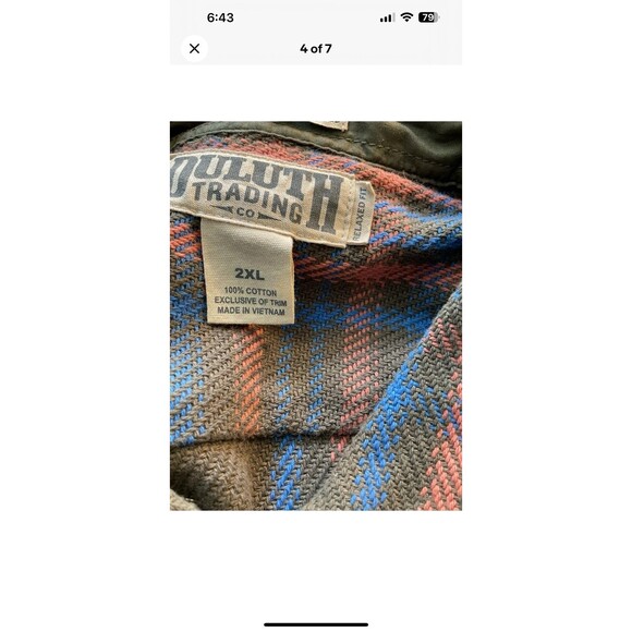 Duluth Trading Untucked Men’s 2XL Relaxed Fit Long Sleeve Flannel Shirt - Picture 4 of 7